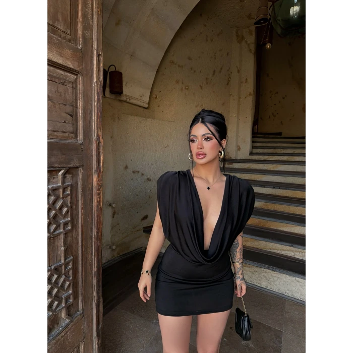 Siyah Degaje Buzzy Elbise