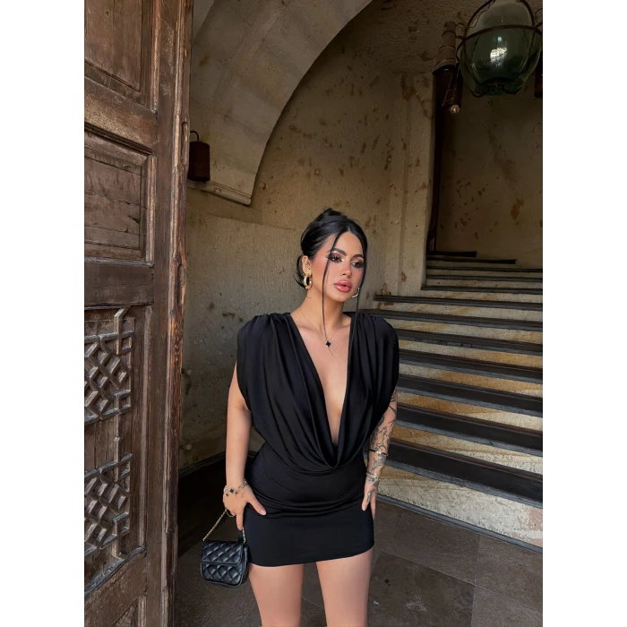 Siyah Degaje Buzzy Elbise