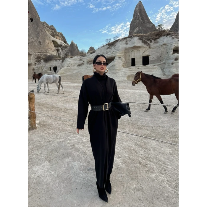 Siyah Elbise Hırka Triko İkili Takım