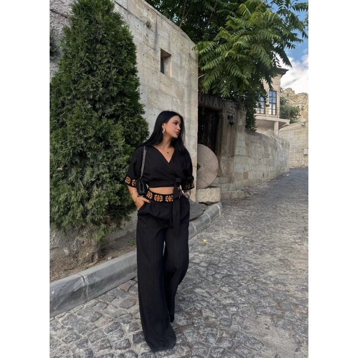 Siyah Etnik Keten İkili Takım