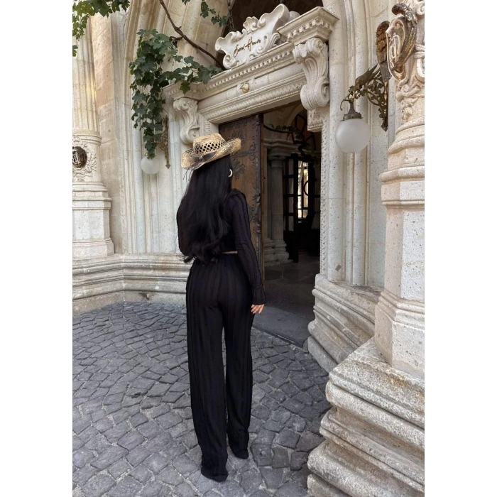 Siyah Fitilli Ters Dikiş İkili Takım