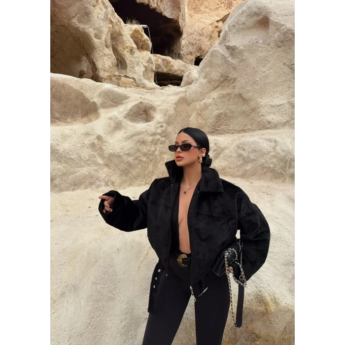 Siyah Fox Kemerli Bomber Kaban