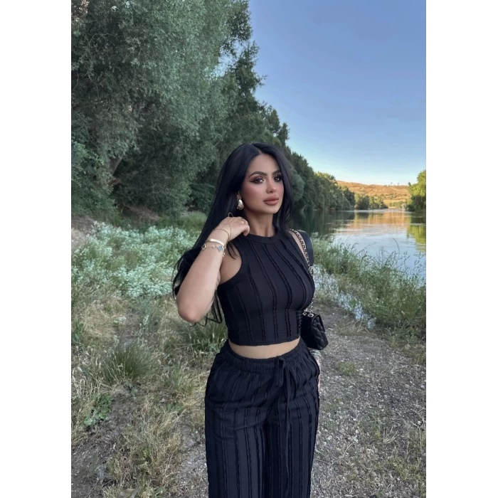 Siyah Halter Fitilli İkili Takım