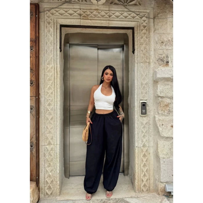 Siyah İçi Astarlı Şalvar Pantolon