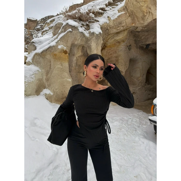 Siyah Kalın Fitilli İkili Takım