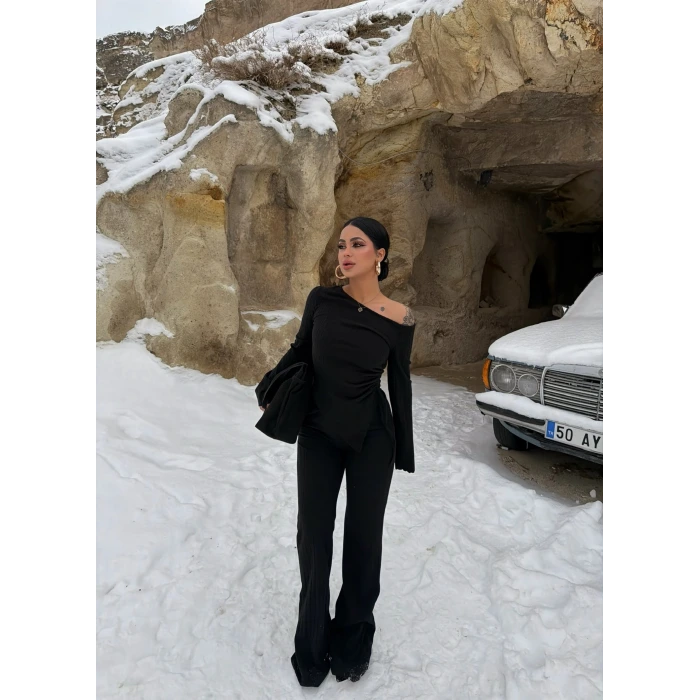 Siyah Kalın Fitilli İkili Takım