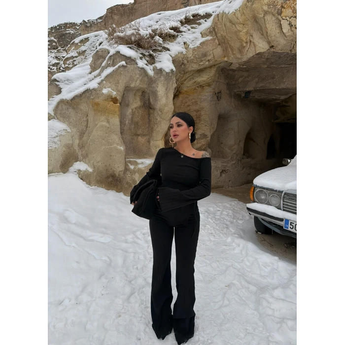 Siyah Kalın Fitilli İkili Takım