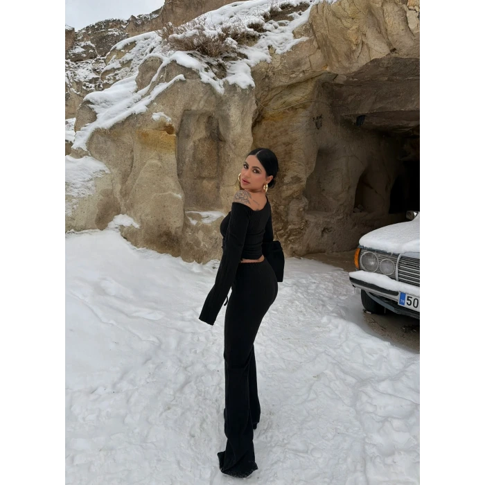 Siyah Kalın Fitilli İkili Takım