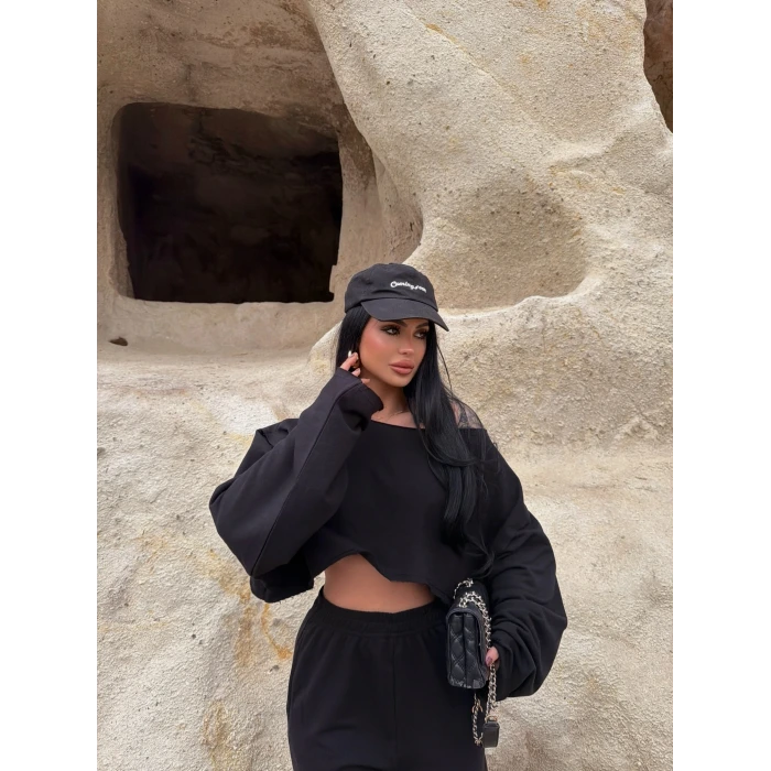 Siyah Kayık Yaka Compact Takım