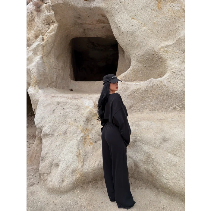 Siyah Kayık Yaka Compact Takım