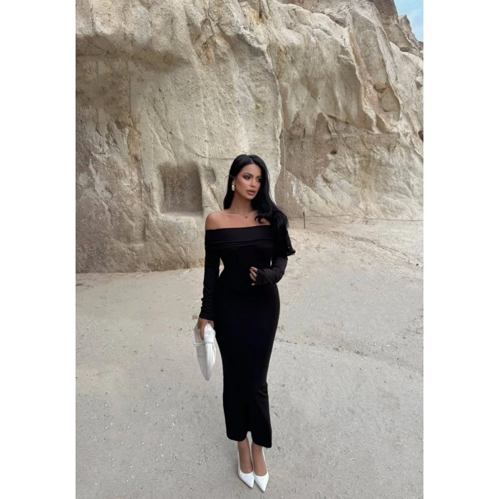Siyah Madonna Polyamid Elbise
