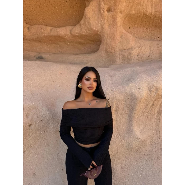 Siyah Madonna Yaka Bubble Takım