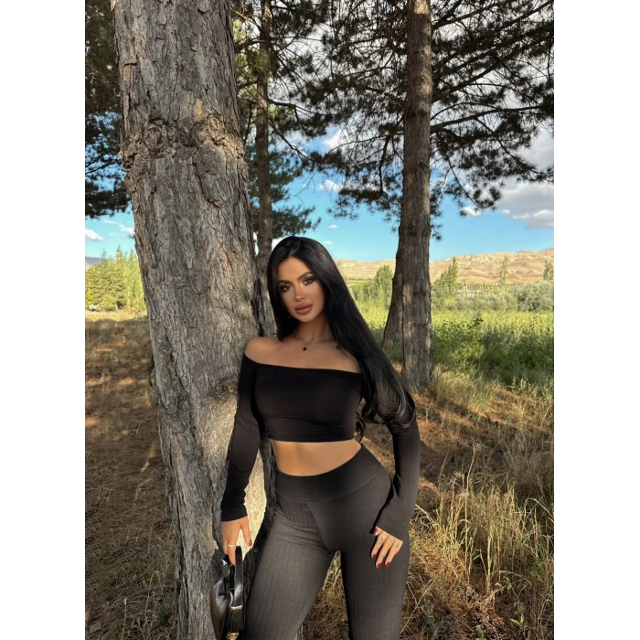Siyah Madonna Yaka Compact Crop