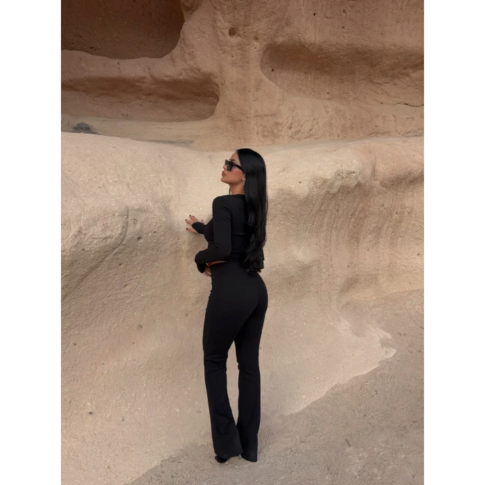 Siyah Parmak Geçmeli Ribanalı Takım