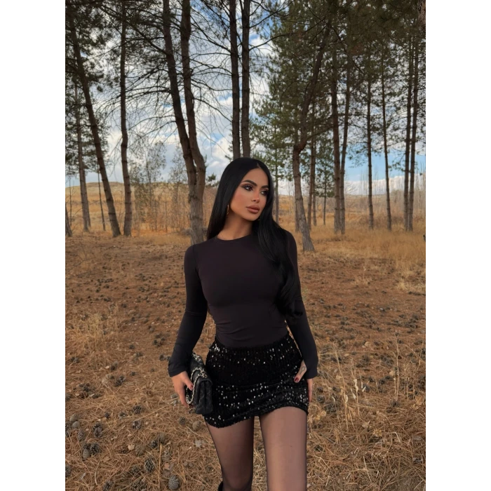 Siyah Payetli Şort Etek