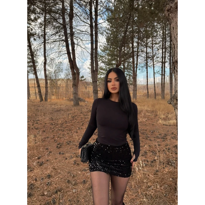 Siyah Payetli Şort Etek