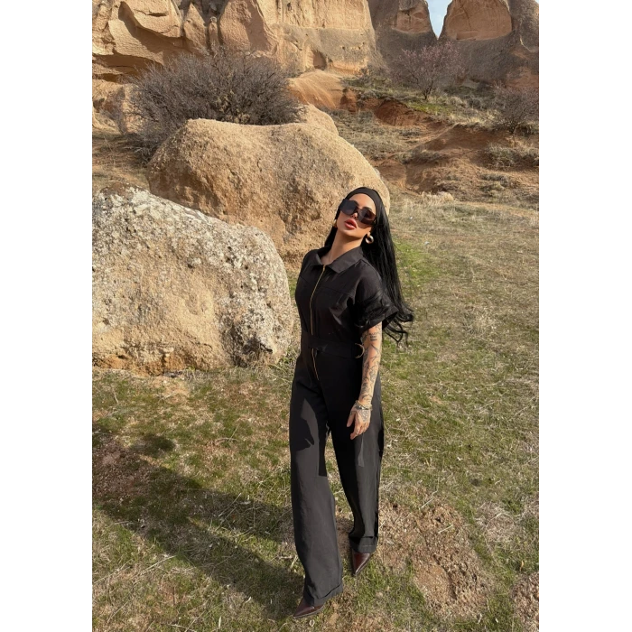 Siyah Safari Kemerli Tulum