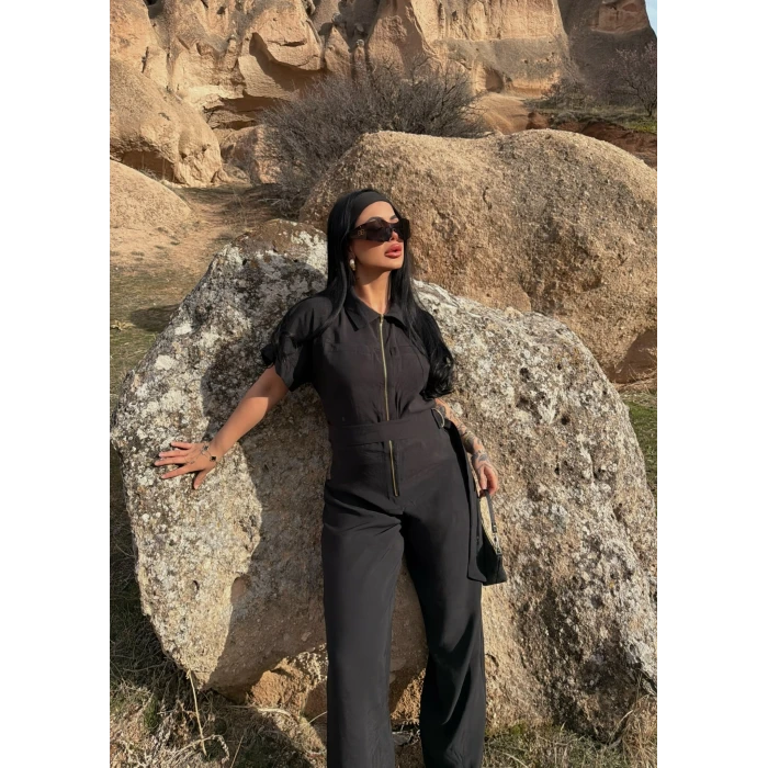 Siyah Safari Kemerli Tulum