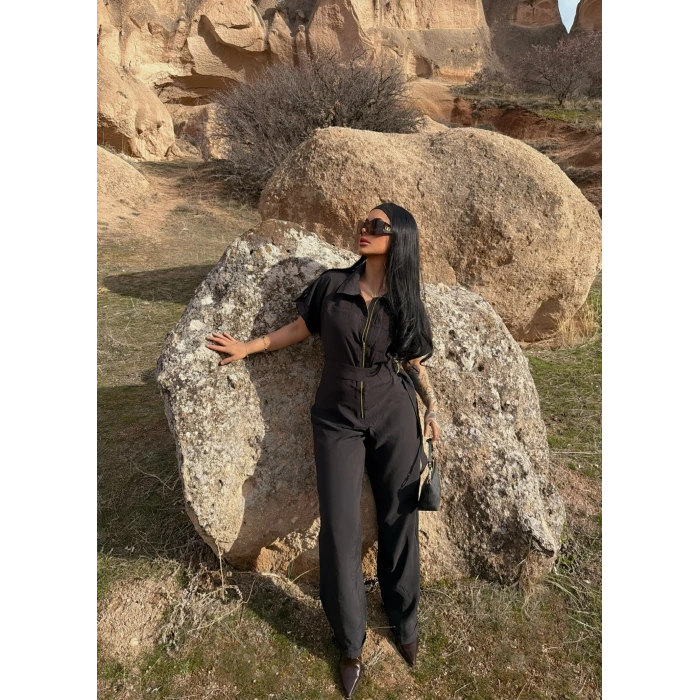 Siyah Safari Kemerli Tulum