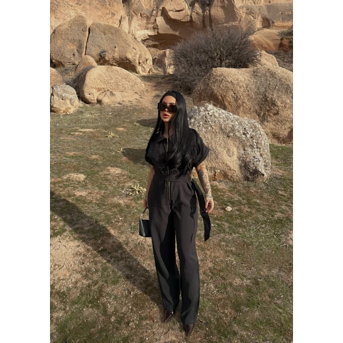 Siyah Safari Kemerli Tulum