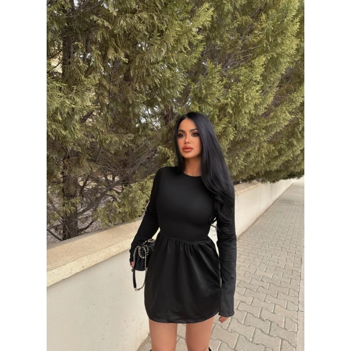 Siyah Sandy Çan Etek Elbise