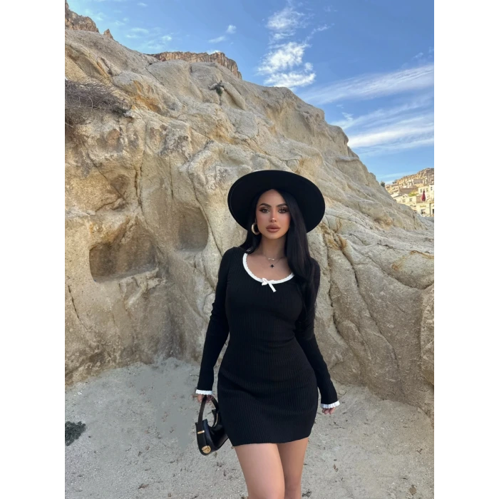 Siyah Serena Triko Elbise