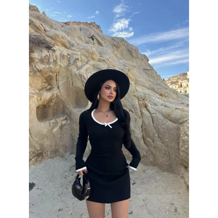 Siyah Serena Triko Elbise