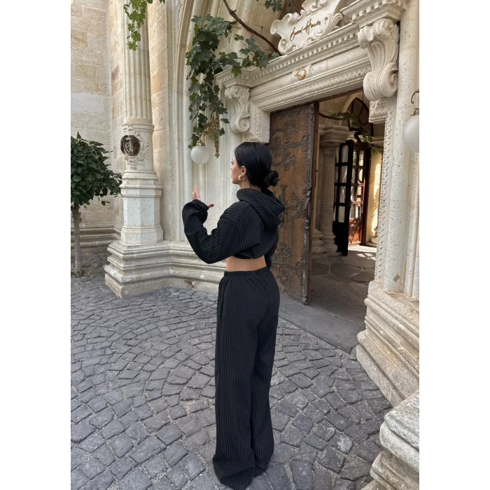 Siyah Simli Ottoman İkili Takım