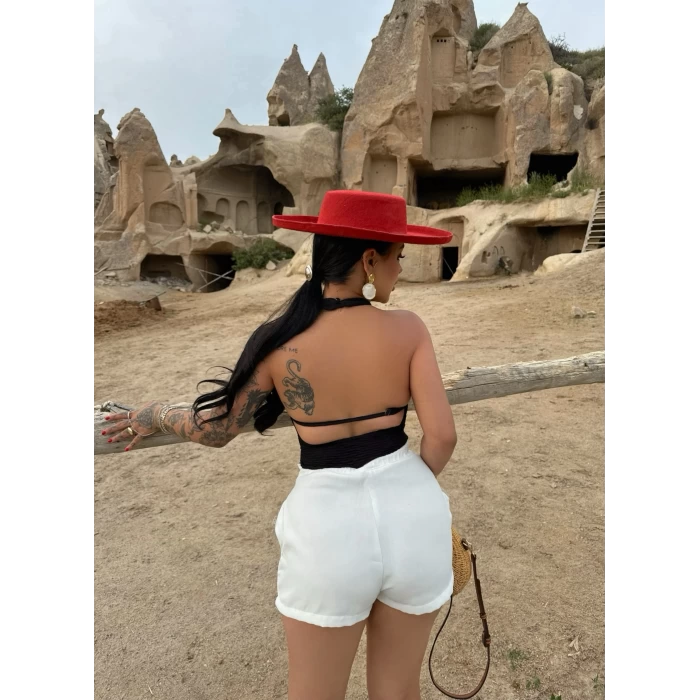 Siyah Sırt Ayarlanabilir Gofre Bluz