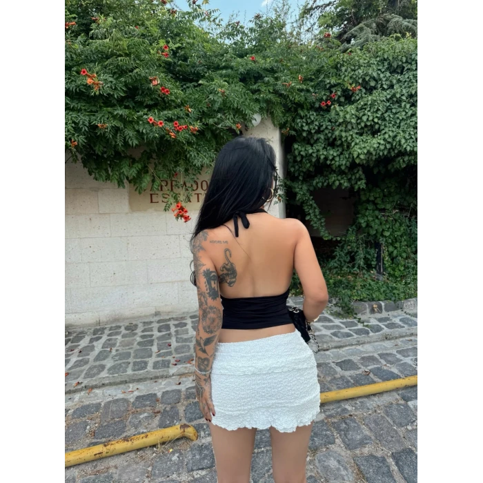 Siyah Tokalı Degaje Bluz