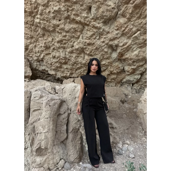 Siyah Yanları Bağlamalı Çilek Takım