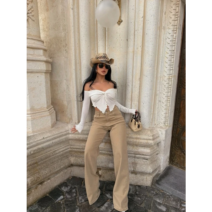 Wide Leg Beige Pantolon