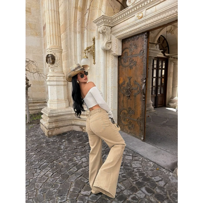 Wide Leg Beige Pantolon