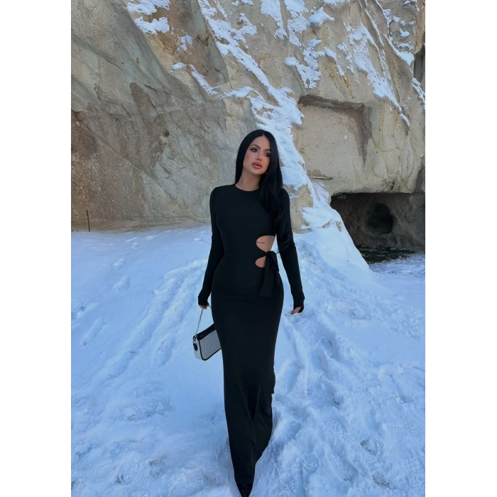 Yan Pencereli Maxi Elbise