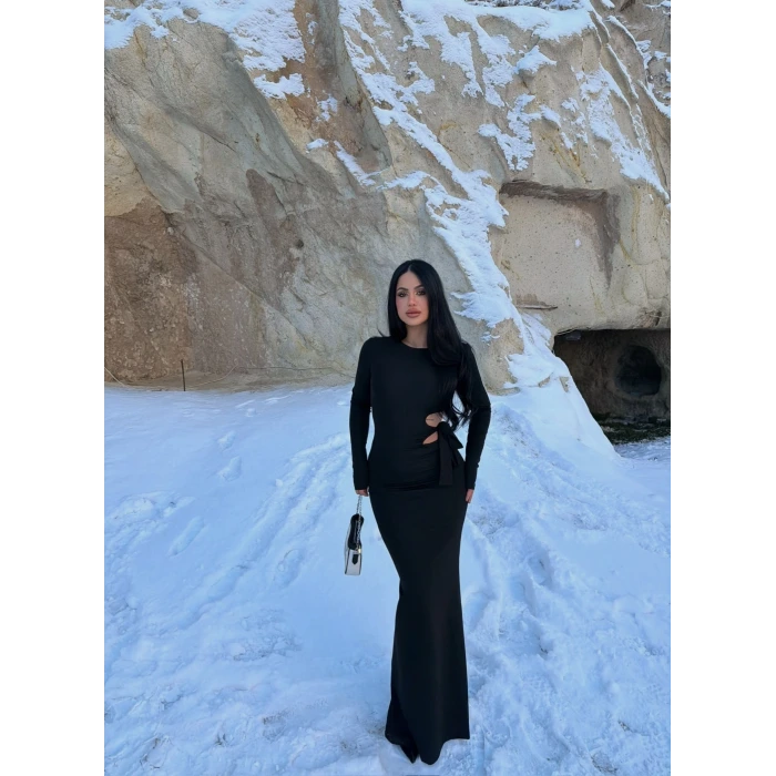 Yan Pencereli Maxi Elbise