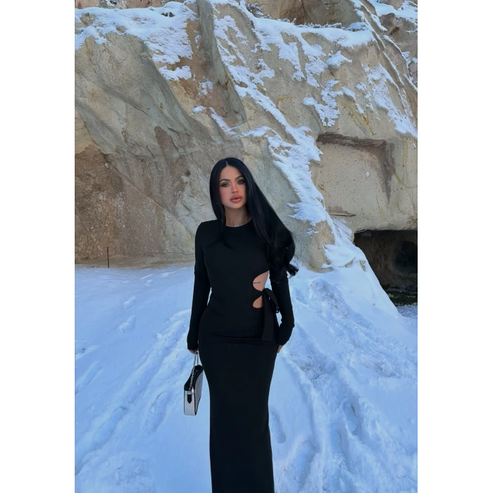 Yan Pencereli Maxi Elbise