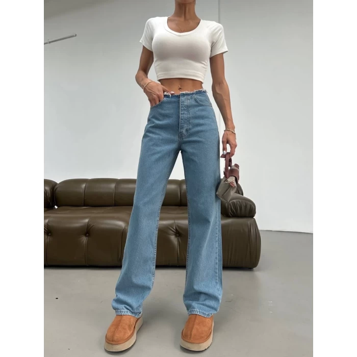Yüksek Bel Straight Pantolon