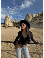 Siyah Gömlek Yaka Degaje Bluz