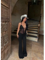 Siyah Boyundan Geçmeli Bağlamalı Tulum
