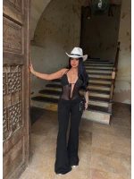 Siyah Boyundan Geçmeli Bağlamalı Tulum
