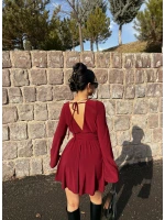 Bordo Şortlu Ön Arka V Elbise