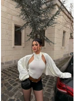 Beyaz Bolerolu Triko İkili Takım