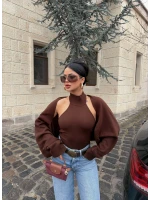 Kahve Bolerolu Triko İkili Takım