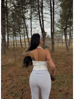 Beyaz Boyundan Geçmeli Basic Crop