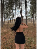 Siyah Boyun Aksesuarlı Elbise