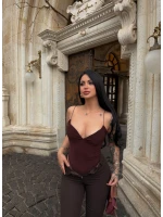 Kahve İp Askılı Basic Bodysuit