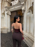 Kahve İp Askılı Basic Bodysuit