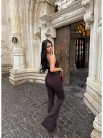 Kahve İnce Kemerli İspanyol Pantolon