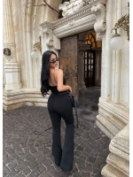 Siyah İnce Kemerli İspanyol Pantolon