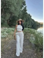 Bej Halter Ters Dikişli İkili Takım